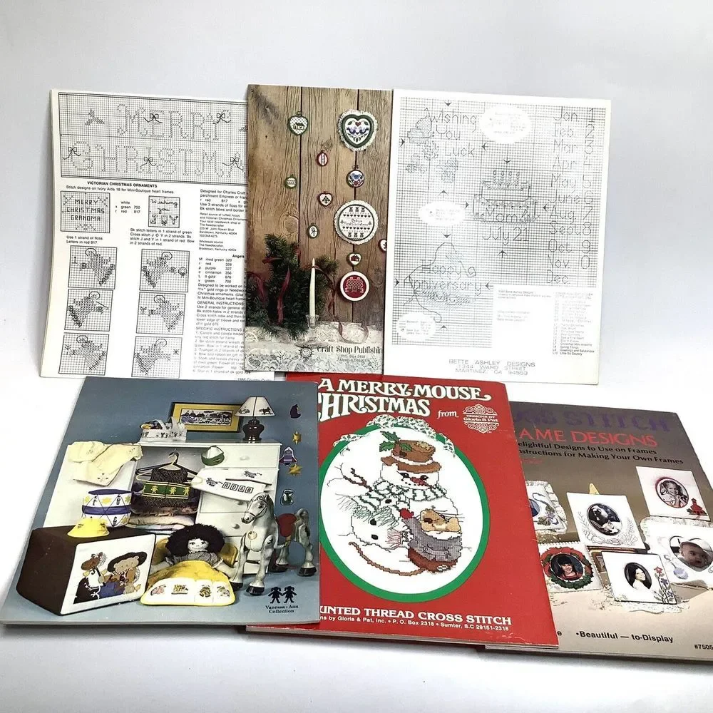 6 Cross Stitch Booklets Christmas‎ Frames Wreath Sugar Plum Fairy Gloria & Pat